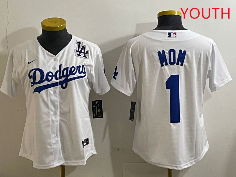 Youth Los Angeles Dodgers #1 Mom White Game 2025 Nike MLB Jersey style 7->youth mlb jersey->Youth Jersey